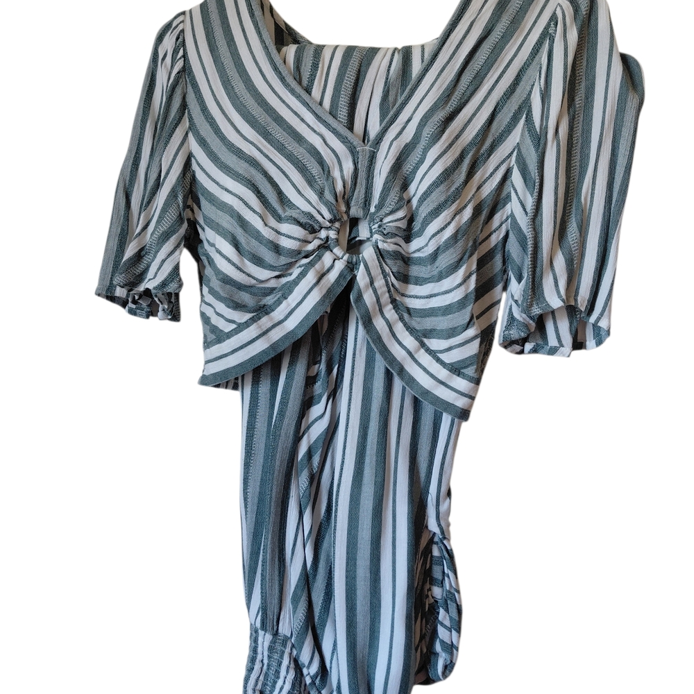 American Eagle Outfitters Green and White Striped Top And Bottom SET